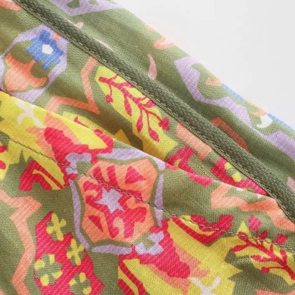 Vintage Women Ethnic Style Print Patch Pocket Shorts Hot Sale Casual Female Elastic Waist Drawstring Loose Clothes P2218