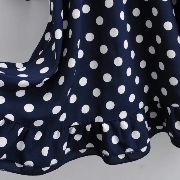 Hot Sale Women Polka Dot Printing Ruffled Hem Midi Dress Female Long Sleeve Clothes Casual Lady Loose Vestido D8235