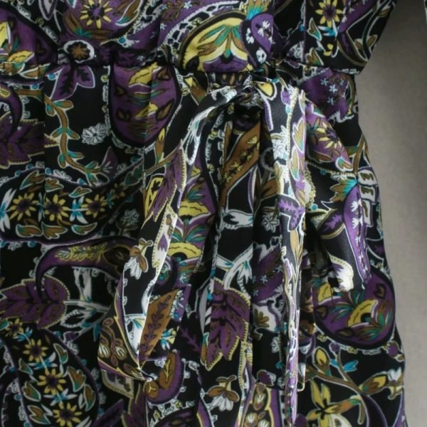 Women Vintage Paisley Printing Bow Decoration Mini Dress Female O Neck Long Sleeve Clothes Casual Lady Loose Vestido D6881