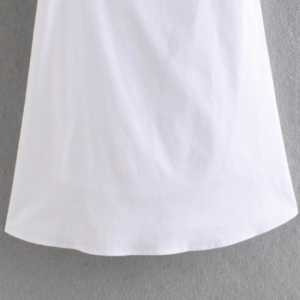 Summer Women Puff Sleeve White Mini A Line Dress Female Solid Clothes Casual Lady Slim Vestido D7653