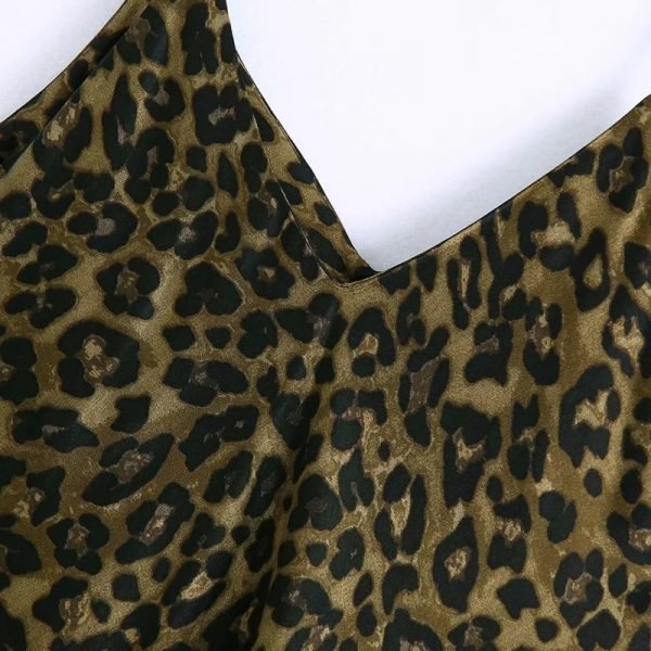 Hot Sale Women Leopard Print Drawstring Suspender Mini Dress Female Sleeveless Clothes Casual Lady Loose Vestido D8383