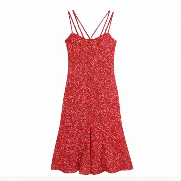 Summer Women Floral Print Suspender Midi Fishtail Dress Female Backless Clothes Leisure Lady Slim Sexy Vestido D8039