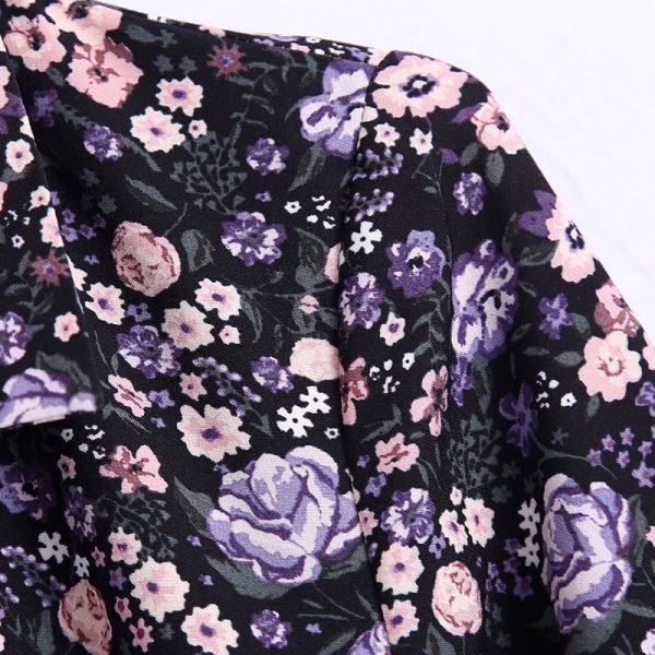 Hot Sale Women Vintage Flower Print Sashes Mini Shirt Dress Female Long Sleeve Clothes Casual Lady Loose Vestido D8385